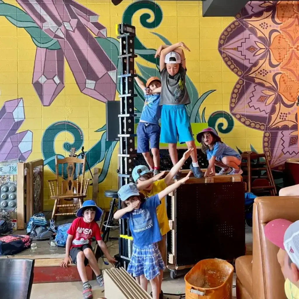 Students climbing and having fun